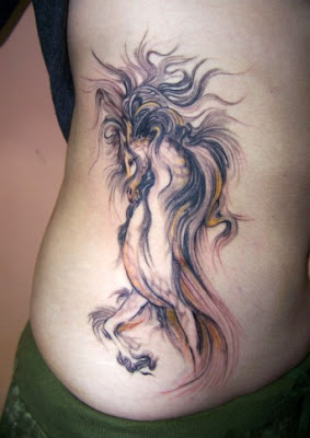 horse free tattoo design on the hip