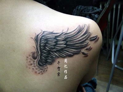 This angel tattoo design is kinda small compared to a previous one.