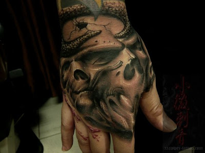 hand free tattoo design, skull hand free tattoo design, skull