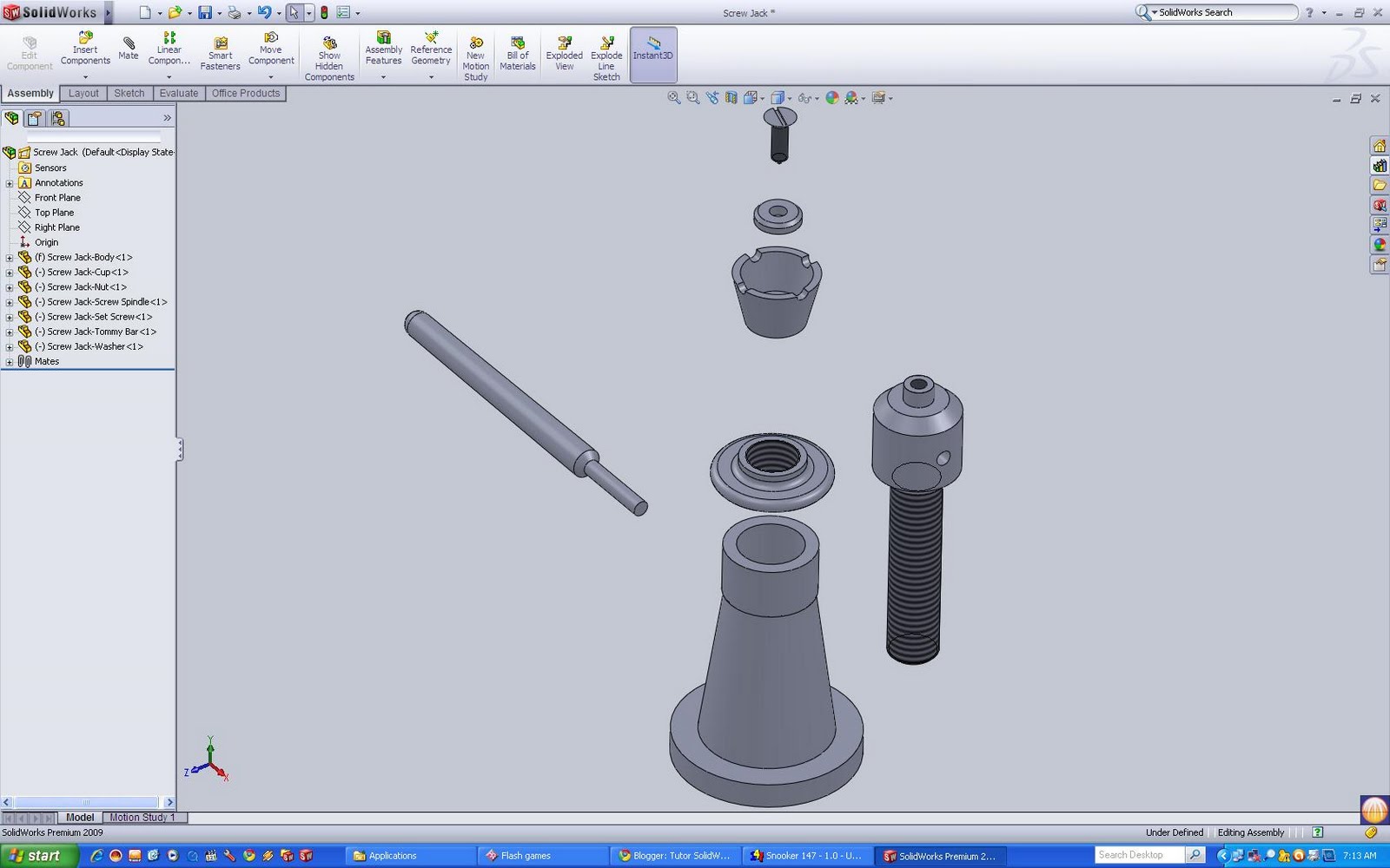 Tutor SolidWorks Screw JackExploded View