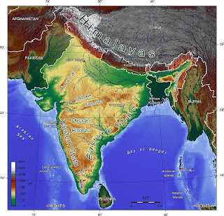 Geographic map of India