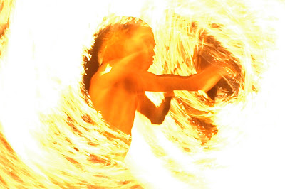 Fire juggler on beach in Sihanoukville