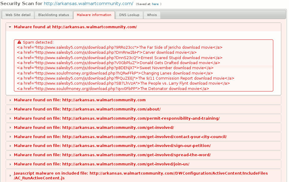 All the sites at the Walmart Community network hacked