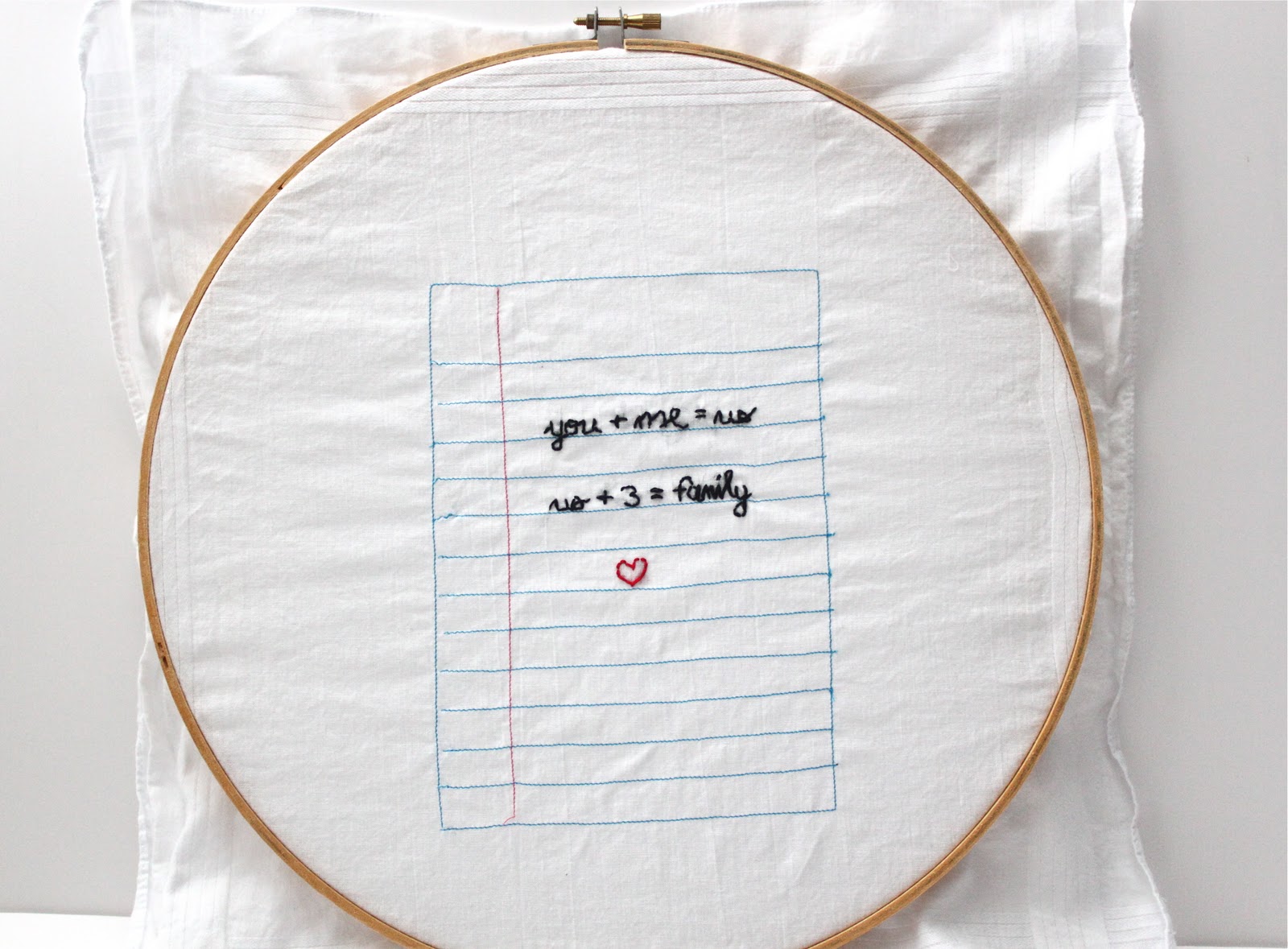 embroidered love note