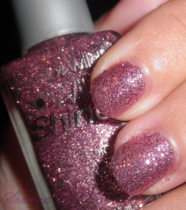 Shawna D. Make-up: Wet n Wild wild shine pink glitter nail polish review
