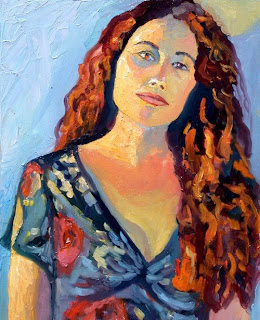 Oil painting portrait -head, shoulders, and upper torso of Sarah