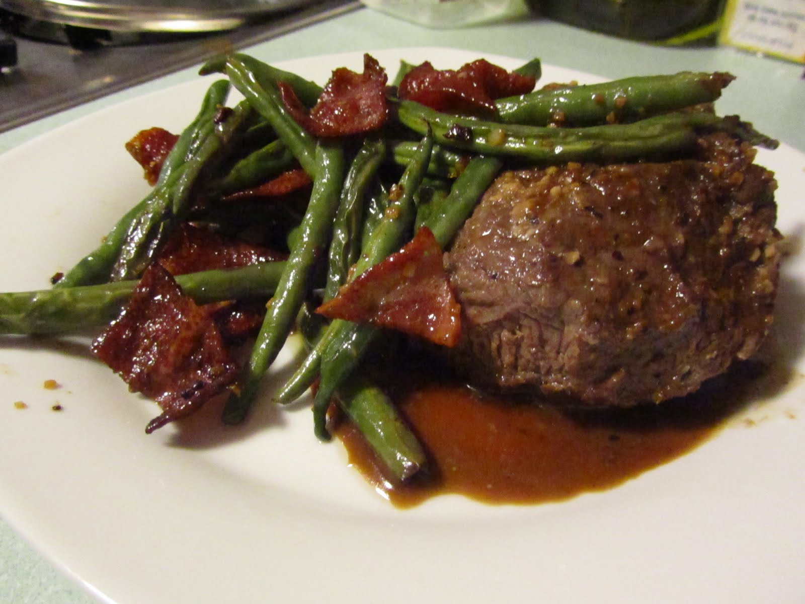 A Big ToDo Dinner Spiced Steak and Green Beans with Bacon