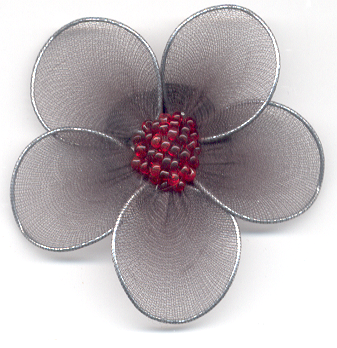 Pregadeira Flor Antracite c/ Botão Cristal Bordeaux 9