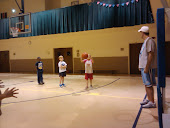 Caroline's first B-ball practice, Daddy coaching :)