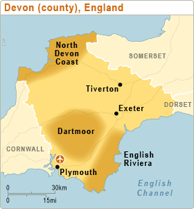 Devon+england+map
