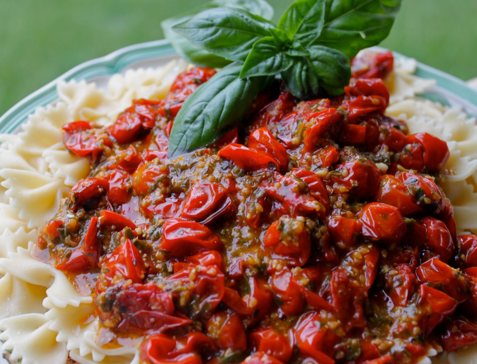Cherry Tomato Basil Pesto Sauce on Farfalle Pasta La Bella Vita Cucina