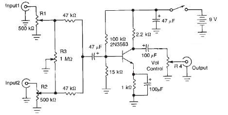 world technical: 2 Channel Audio Mixer electronic schematic fm mic circuit diagram 