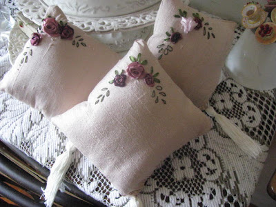 with you my latest design for the Ribbon Embroidered Broach Cushion.