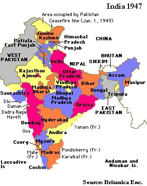 India 1947 Map