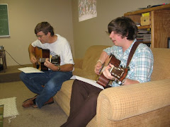 Rob and Ryan leading music with Sr. Highs