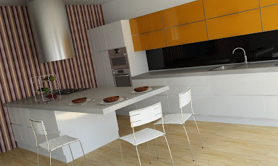 Design Bucatarie Portocaliu