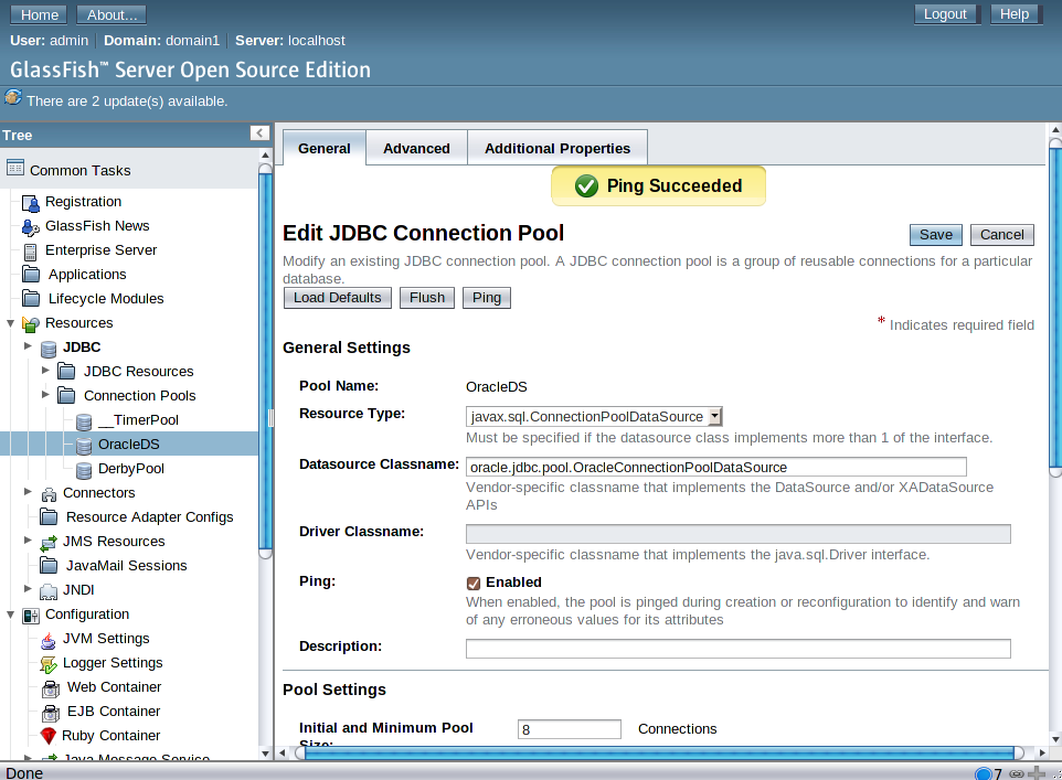 Configurer un pool de connexions Oracle dans Glassfish v3 EASYTEAM