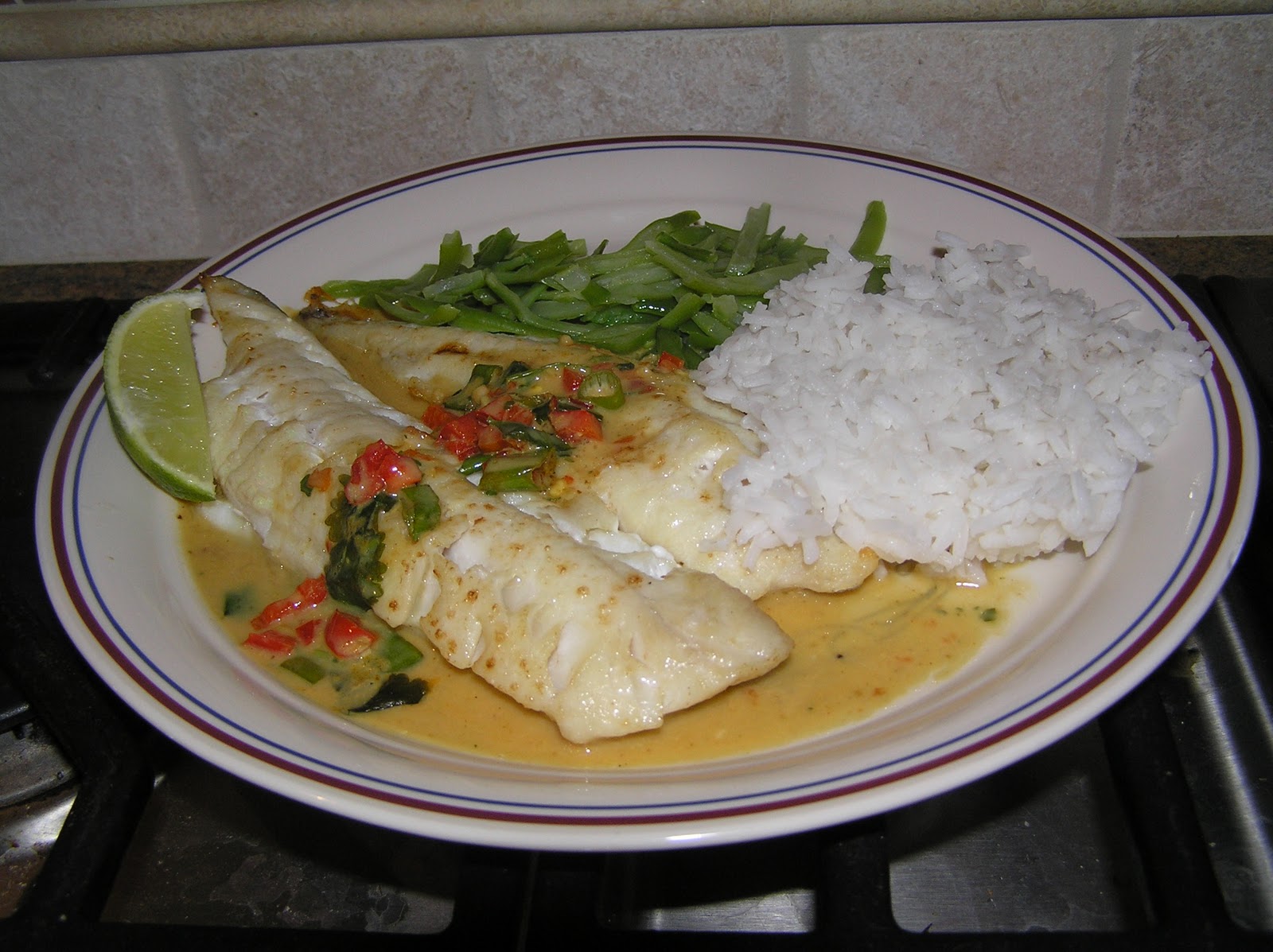 Broiled Haddock in Thai Coconut Sauce