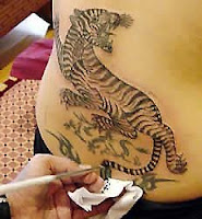 Angelina Jolie with Tiger Tattoo