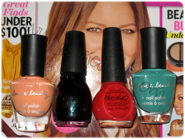 Love & Beauty Nail Polish in "Light Orange"; Sinful Colors in "What's Your 