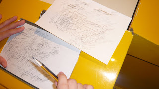 kids sketching imprints of fire station heritage