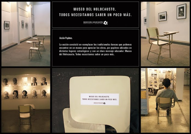 Acción con pupitres en el Museo del Holocausto