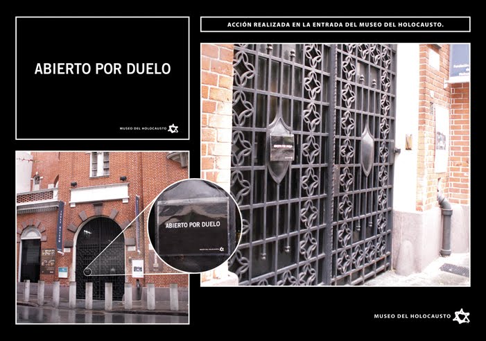 Acción realizada en la entrada del Museo del Holocausto