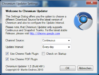 Chromium Updater settings