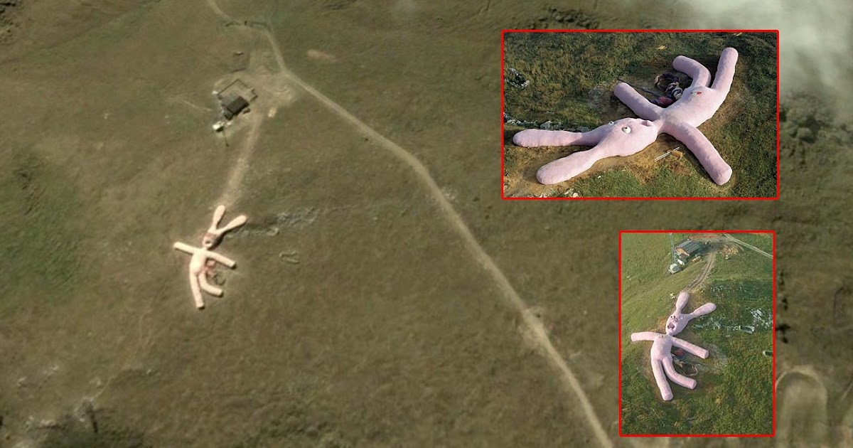 The View From Above Giant Pink Bunny, Artesina, Italy