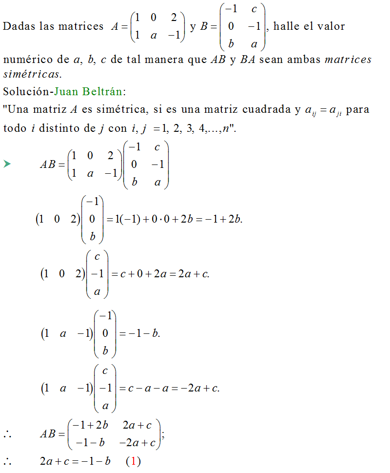 Minimo Comun Multiplo De 3 Y 4 Ejercicios de Matemáticas: Matriz Simétrica