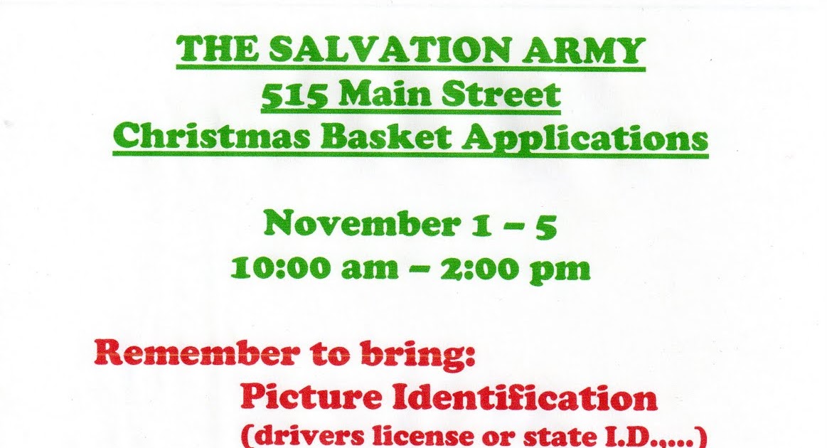 middletowneye Christmas Basket Signups The Salvation Army