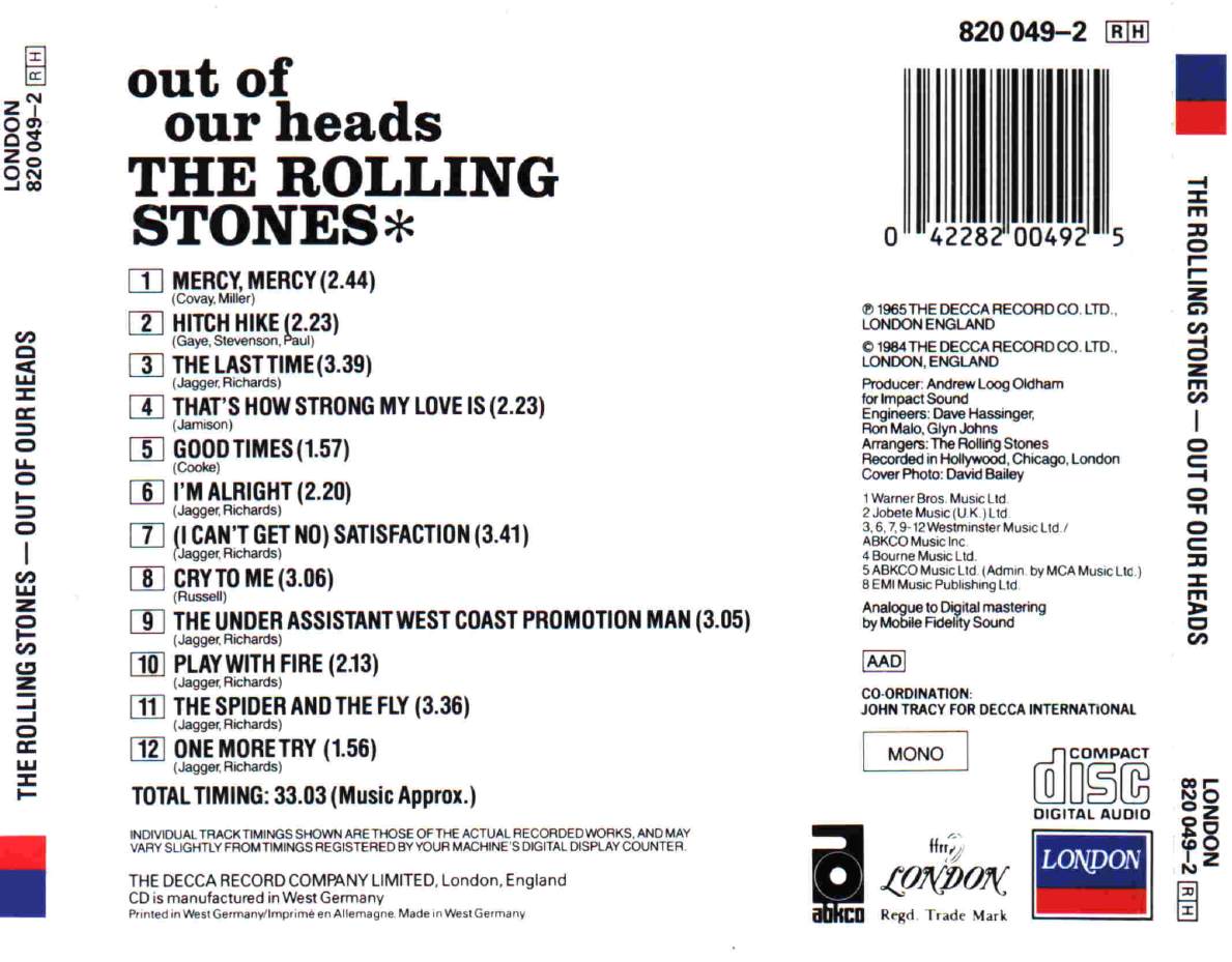 Out of Our Heads - The Rolling Stones Songs, Reviews