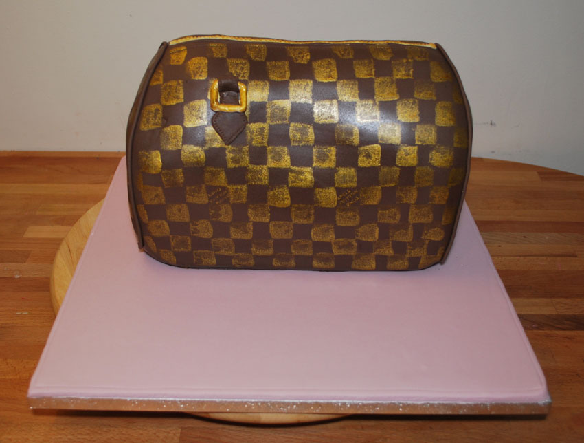 Louis Vuitton Handbag Cake with Miniture LV handbags cupcakes & mini heels