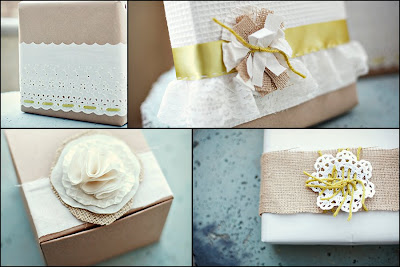 DIY Burlap and Lace Gift Wrap