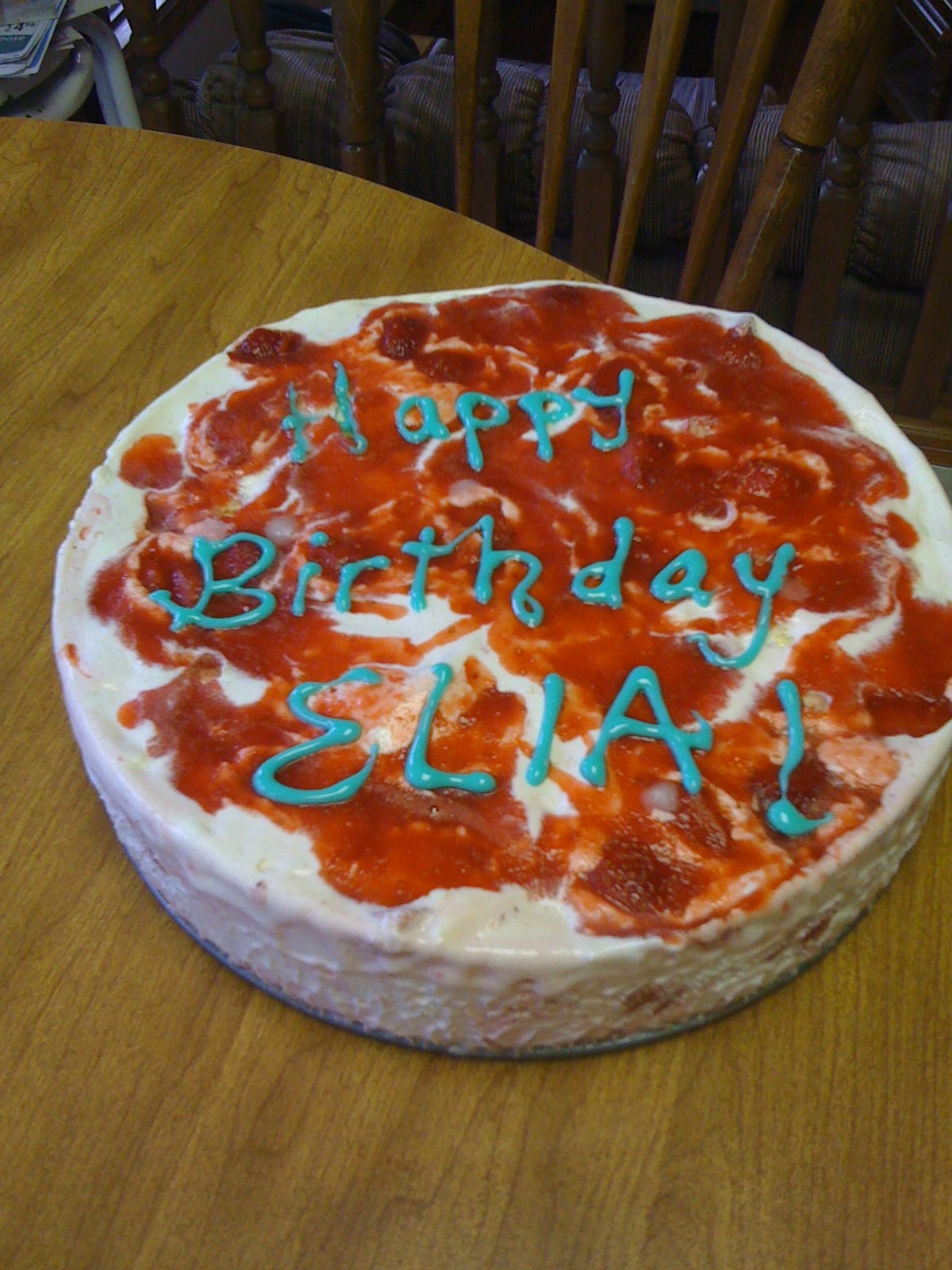 Strawberry Cheesecake Ice Cream Cake for Elia's Birthday! Devoured by