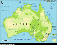 Australia physical map showing elevations