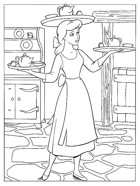Cinderella coloring pages of her difficult housework title=
