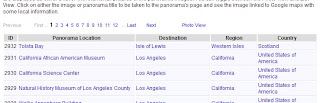 List View table of Recent Panoramas Picture of List View table of Recent Panoramas