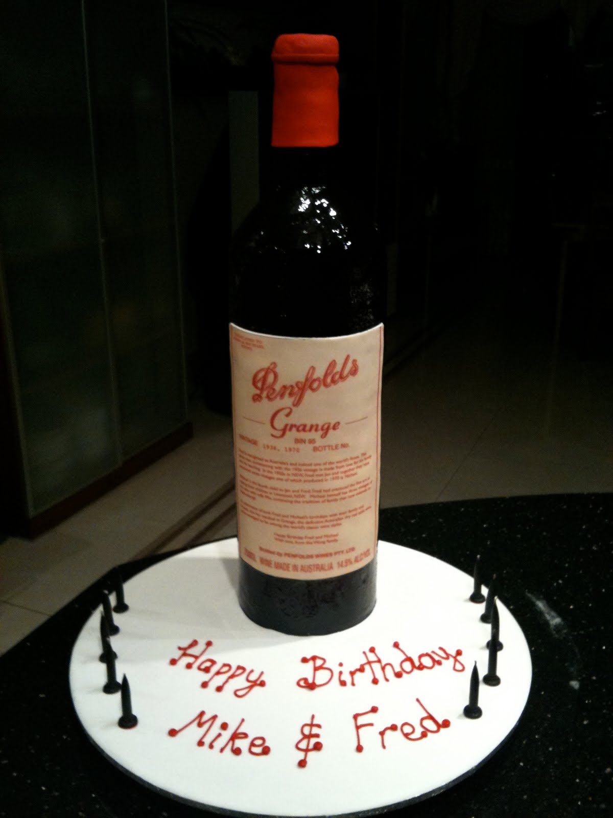 cake and clothes: wine bottle cake