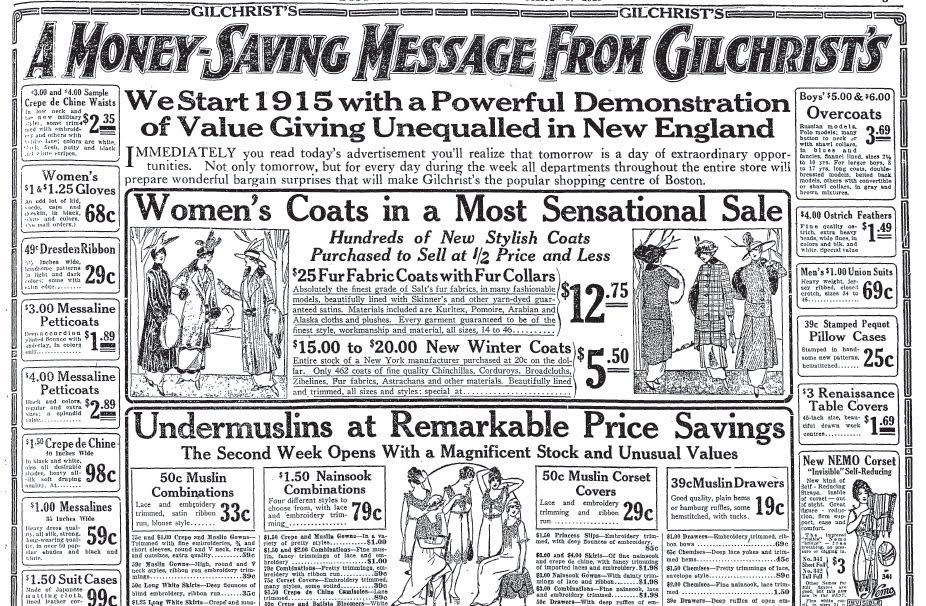 Shopping Days In Retro Boston The Gilchrist Company Department Store