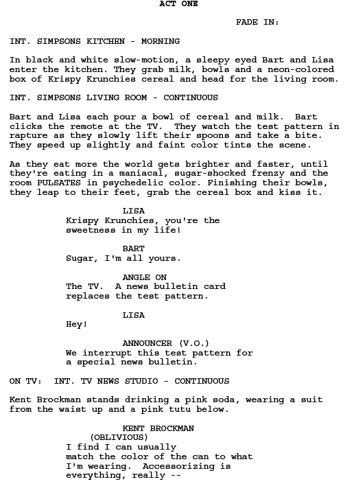 tv script writing format tv script writing format