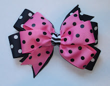 Large 6" Hot Pink and Black Dotted Double Pinwheel Bow -