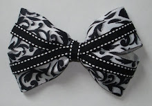 Black and White Damask Double Bow