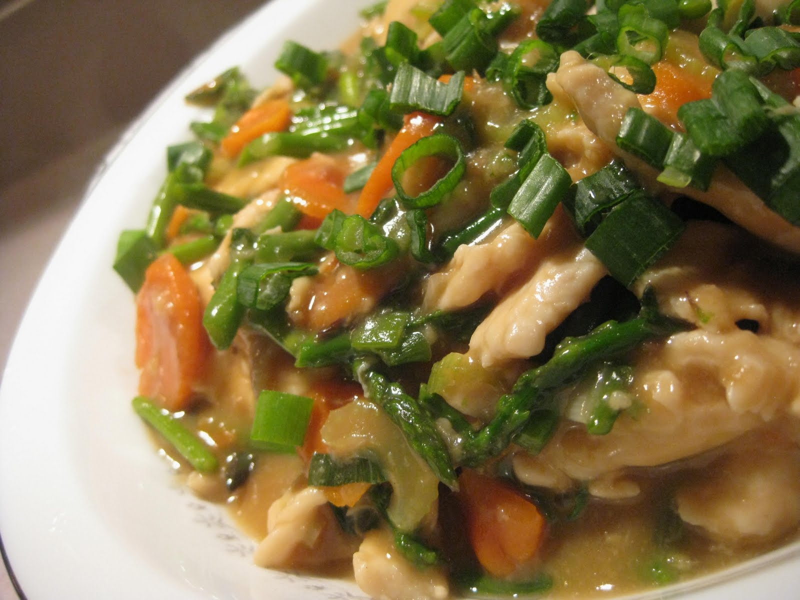 Andrea The Kitchen Witch Miso glazed chicken stir fry with asparagus