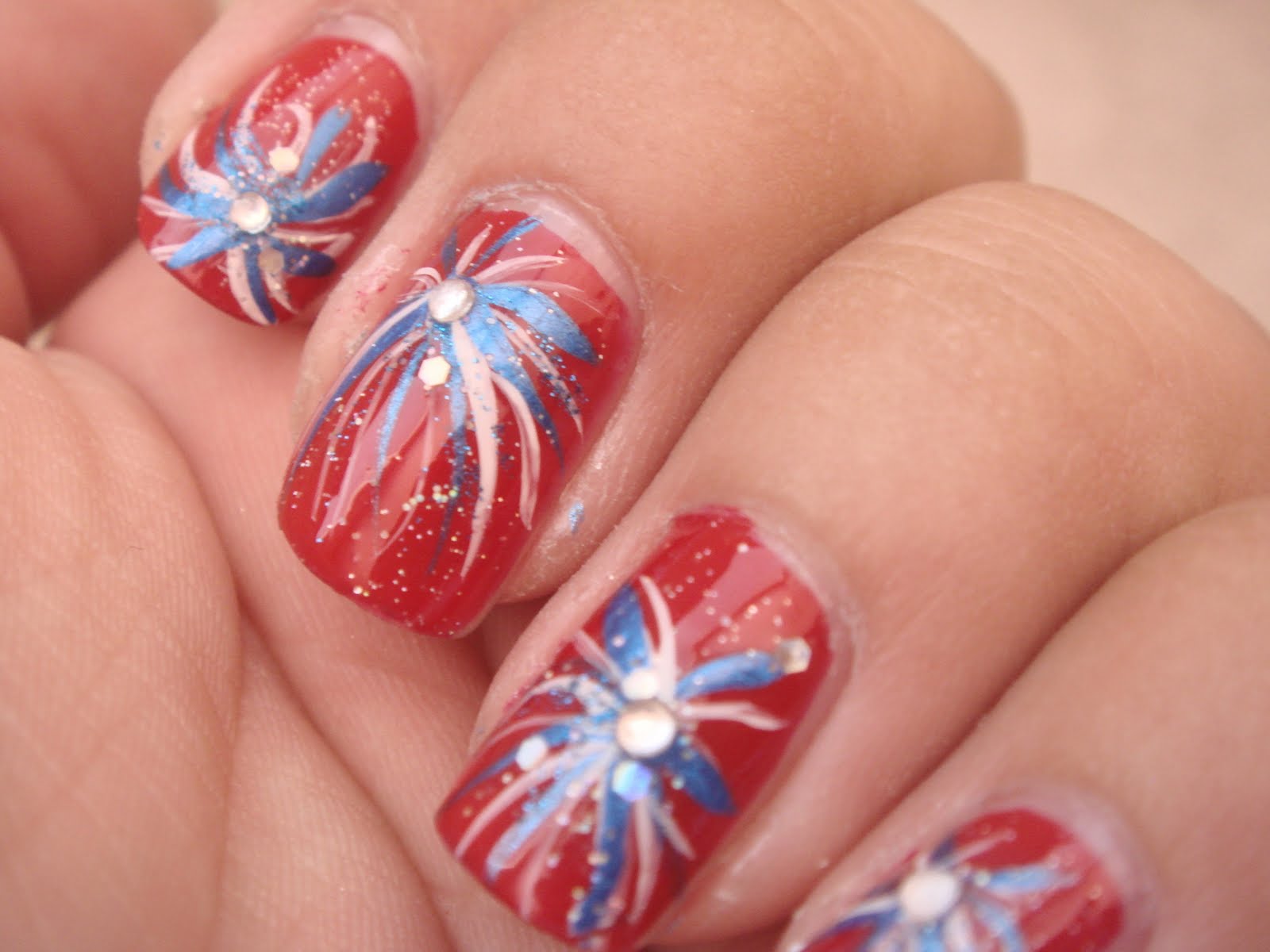 Red, White, and Blue Nail Art Design - wide 2