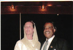 Rev. Al Sharpton keynote speaker at Bray Center Dinner, greeted by Jehan of Bray Center staff