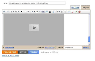 Cara Memasukkan Video Youtube Ke Posting Blog