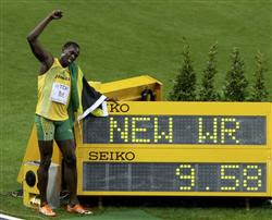 ยูเซน โบลต์ (Usain Bolt)สร้างสถิติ100เมตร 9.58วินาที