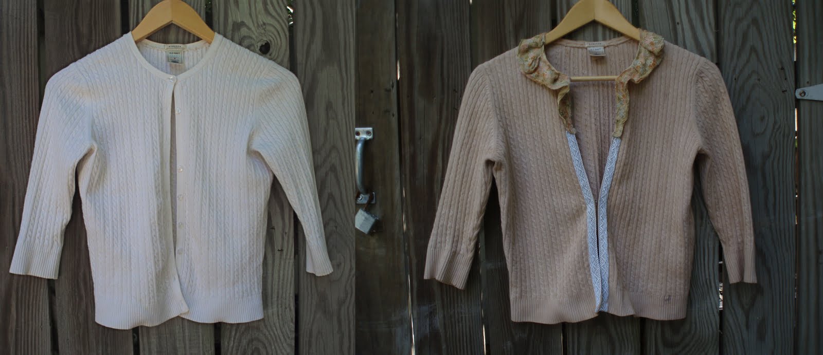 belle and burger sweater remake and tea staining tutorial