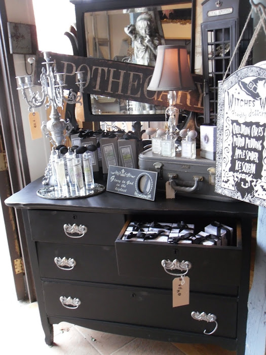 Black dresser with silver touch